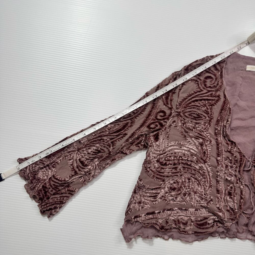Marian Clayden Silk Cardigan Mauve Pink Women’s Medium Cropped Boho Fairycore - Picture 13 of 16
